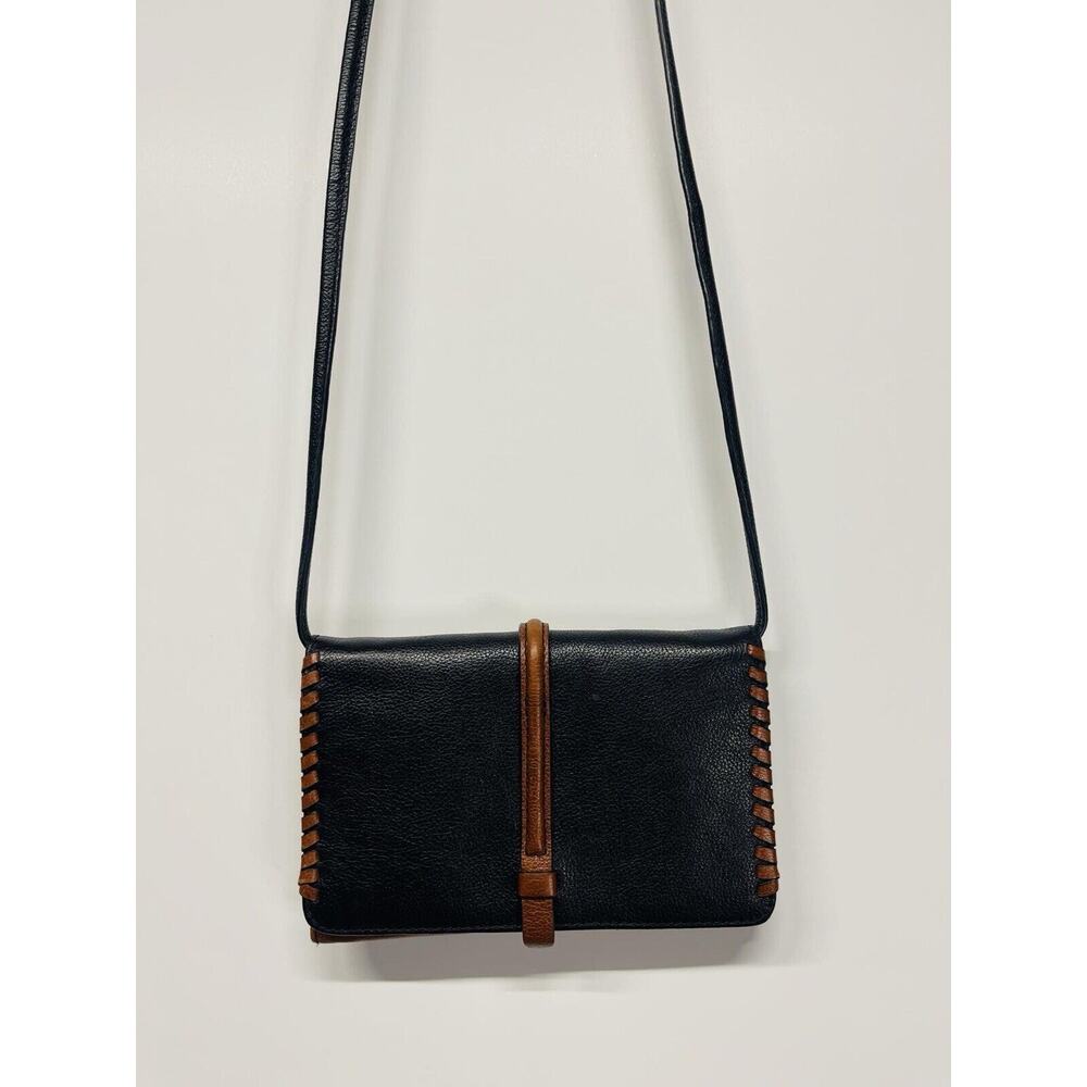 Fossil Brown and Black Leather Purse Purslette Crossbody Wallet